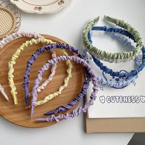 2021 Summer Girl Sweet Colors Chiffon Solid Headbands Children Lovely Hair Hoop Hairbands Kids Fashion Headwear Hair Accessories