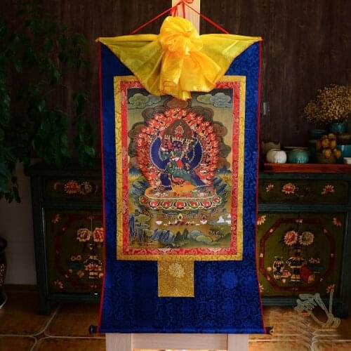 Wholesale Buddhist supplies--120CM large -HOME talisman Tibetan Buddhism Yamantaka Vajrayana Buddha Thang-ga Thangka painting