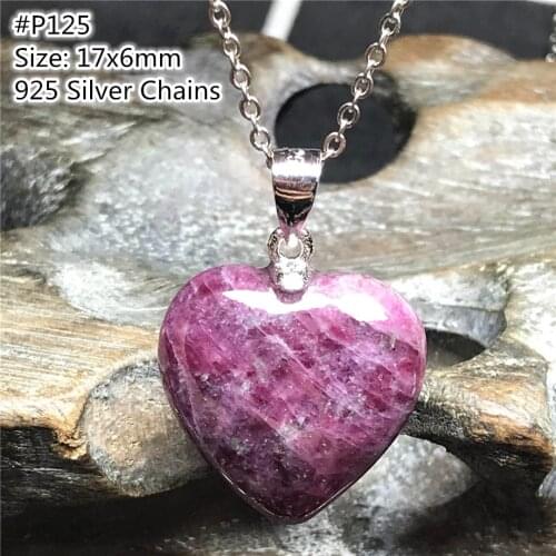 Natural Heart Ruby Zoisite Tumbled Pendant Necklace For Women Men Crystal Healing Luck Beads Stone Silver Chains Jewelry AAAAA