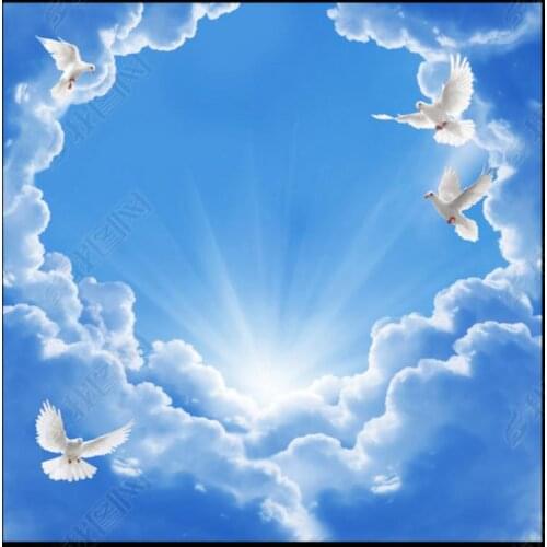 Custom photo wallpaper 3d ceiling wallpaper Fashion dream bar KTV blue sky white clouds zenith mural wall papers for living room