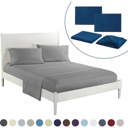 3/4 In 1 Bed Sheets with Fitted Sheets Flat Sheet Pillow Cases Extra Soft Microfiber Bedsheet Set with Deep Pockets for Mattress