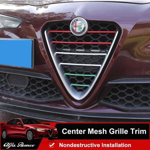 QHCP 7Pcs ABS For Alfa Romeo Giulia Stelvio Car Racing Grille Strip Trim Clips Protect Frame Modified Exterior Decor Accessories