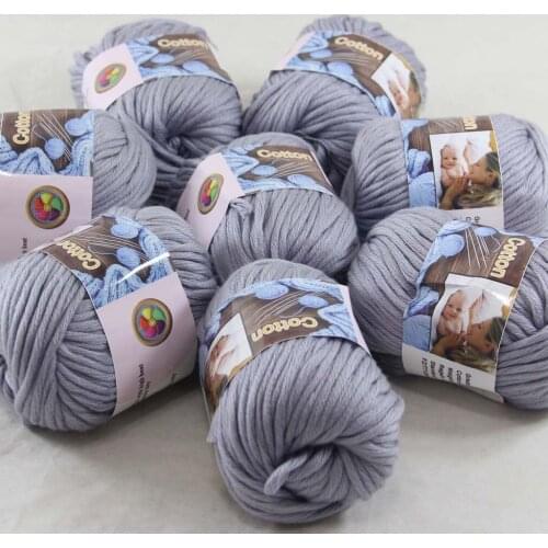 Sale 8Ball x 50g Super Soft Pure Cotton Chunky Shawl Hand Knitting Yarn Scarves Shawls 42220 Grey