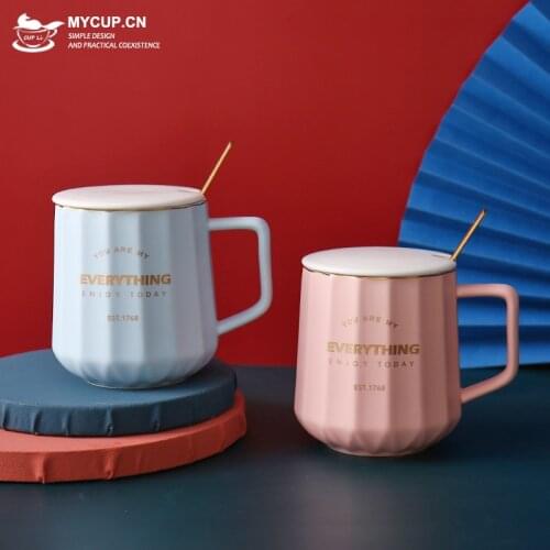 Modern Coffee Mug with Spoon Ceramics Nordic Personalised Creative Esspresso Cups Couple Simple Coffee Cup Couple Gift DA60MKB