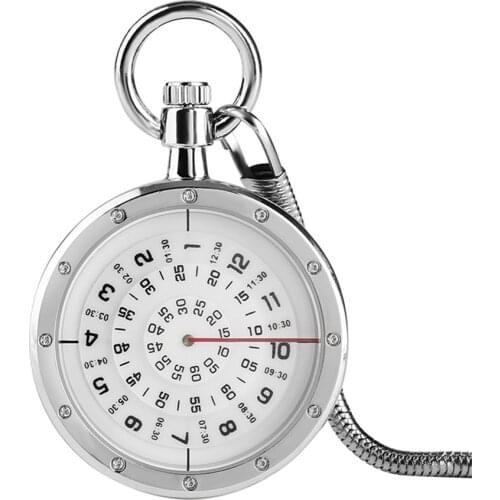 Modern Fashion Silver Numerals Display Time Reader Pocket Watches with Snake Chain Women Men Fob Watch Casual Clock Hour Gifts