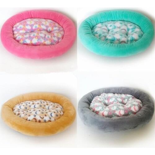 Super soft short plush oval pet Kennel warm Dog Cat Bed Winter Comfortable coral fleece Pet cushion 4 Colors S-L Size Available