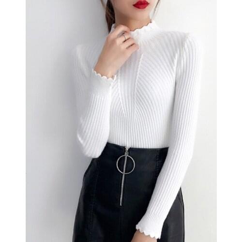 Turtleneck Sweater Women Pullover 2021 New Autumn Korean Basic Sweatershirt Winter Elastic Slim Knitwear Winter Clothes Women