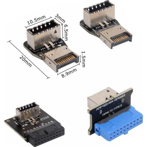 USB 3.0 Internal Header to USB 3.1/3.2 Type C front Type E Adapter 20pin to 19pin converter for pc motherboard Connector Riser