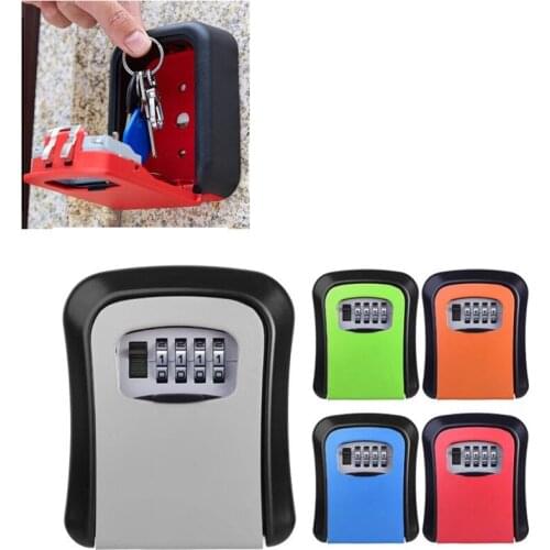 Password Key Lock Box Wall Mounted Safe strongbox 4 Digit Combination locks Weatherproof Doorkey Storage case Indoor Outdoor Use