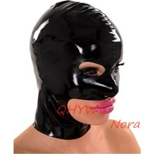 Natural Latex Mask Hood for Women Cosplay Costumes Fetish Cosplay Mask Back Zipper Club Wear