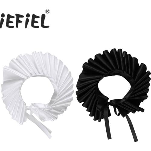 Women Cosplay Renaissance Elizabethan Ruffled Neck Collar Clown Satin Choker Victorian Costume Halloween Cosplay Accessories