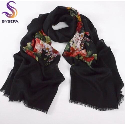 [BYSIFA] Winter Women Orange Blue Scarves Pashmina Fashion Trendy Orange Blue 100% Wool Cashmere Rhombic Plaid Long Scarf Shawl