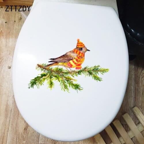 ZTTZDY 25.4×17.7CM Creative Cartoon Pine Branch Bird Fashion Wall Decor Home Toilet Stickers T2-1465