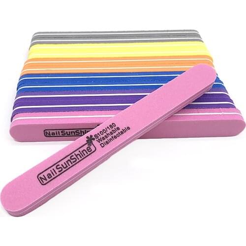 30Pcs 6 Colors Mixed pack Rhombus Double Side Nail Files Buffer 100/180 Polishing Tool Nail Files Sanding Nail Art Tool