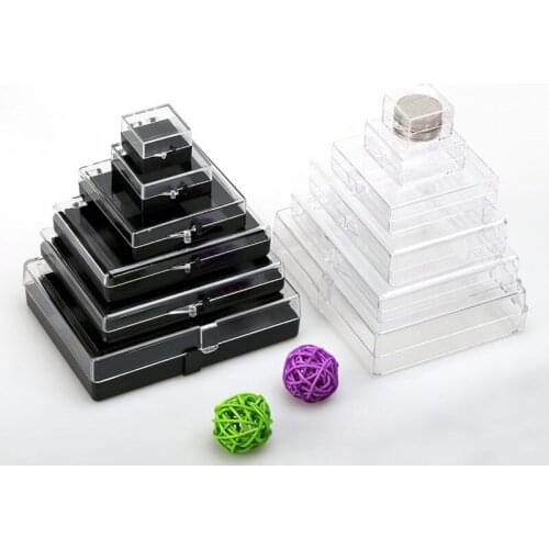 100pcs 7*7*1.9cm Clear Plastic Square Box With Lid Cover Small Diaplay Box Organizer Package Sample Collection ZA6085