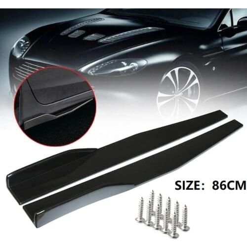 2Pcs 86cm /33.8Inch Gloss Black Pattern PP Universal Rear Side Skirt Winglets Diffusers for Car Truck SUV