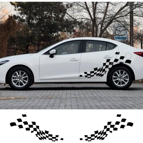 2PCS Car Door Side Vinyl Lattice Stickers For Mazda Axela Atenza 3 6 MS MPS Demio CX-5 CX5 CX-3 CX3 Auto Body Decor Accessories