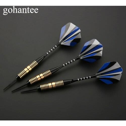 3Pcs/Box 26g Steel Needle Tip Point Darts, Copper Brass Barrel & Aluminium+Plastic Shafts & Nice Flight For Electronic Dartboard