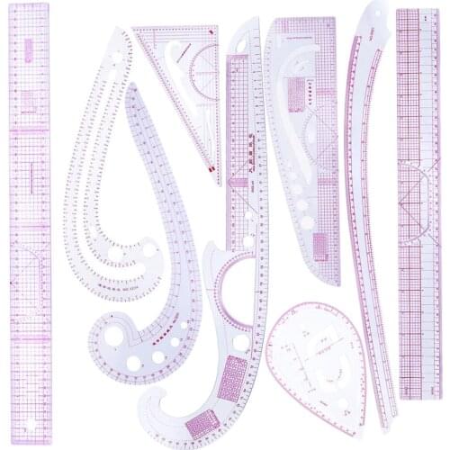 9 Pieces Multi Function Curve Ruler Drawing Line Straight Sewing Clothing Design