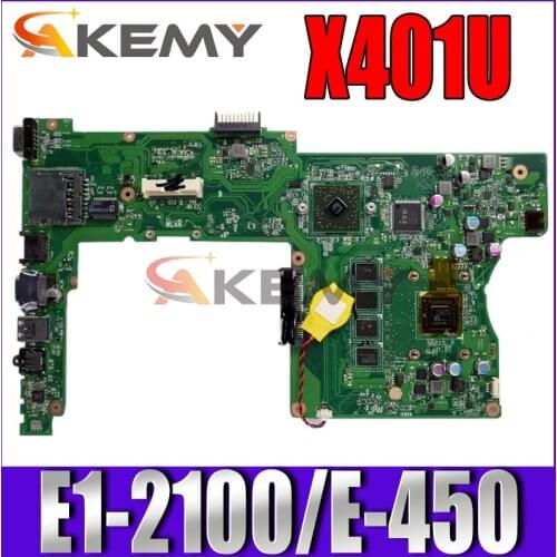 Akemy X401U-M3 Laptop motherboard for ASUS X501U (15-inch) X401U (14-inch) original mainboard 4GB-RAM E1-2100/E-450 CPU