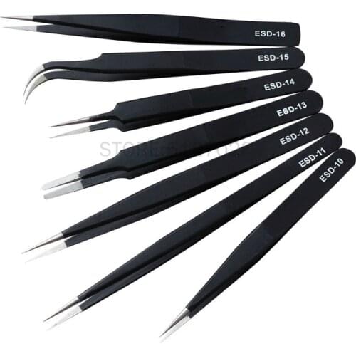 VETUS Anti-static ESD Stainless Steel Tweezers Maintenance Tools Industrial Precision Curved Straight Tweezers Repair Tools