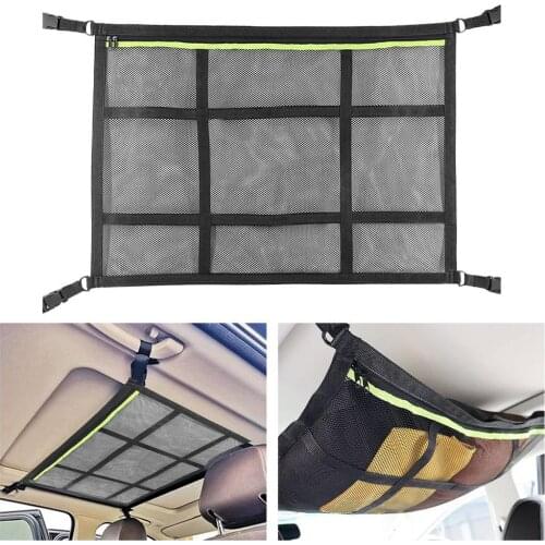 Car Camping Cargo Net Pocket SUV Ceiling Tent Roof Long Trip Storage Bag Tent Putting Quilt Childrens Toy Towel Sundries