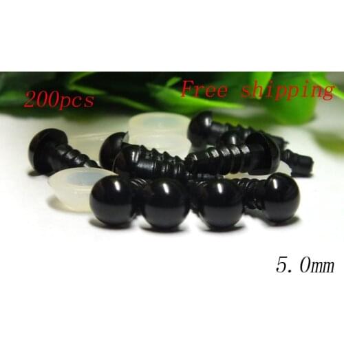 Free shipping!!! 100pairs/lot 5mm Black Safety Eyes / Plastic Doll eyes Handmade Accessories With Washers
