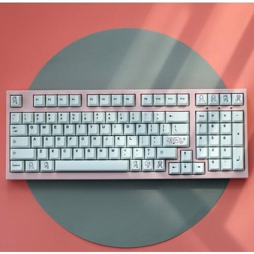 135 Keys Sketchpad Theme Minimalist White Keycap PBT Dye Sublimation Mechanical Keyboard Key Cap Cherry Profile
