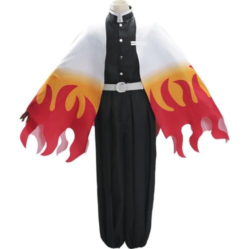 Brdwn Demon Slayer Kimetsu no Yaiba Unisex Rengoku Kyoujurou Cosplay Costume Kimono Cape Suit