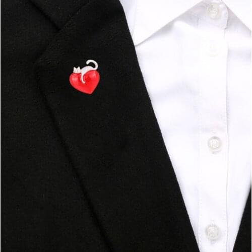 Backpack Clothes Lapel Brooch Cat Love Heart Enamel Pins Badges Women Jewelry Brooch Women Men Outdoorsy Gift