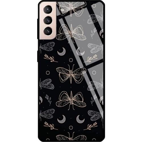 Goth Pattern Tempered Glass Case For Samsung Galaxy S21 Ultra S20 FE S8 S9 S10 Note 10 Plus Note 20