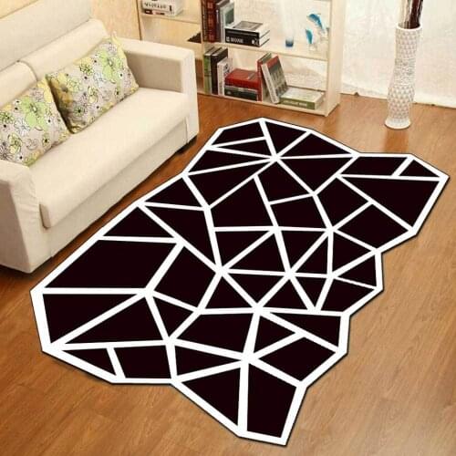 Black And White Carpet Modern Simple Irregular Shape Area Rugs For Home Living Room Geometric Soft Furry Mat Nordic Style Custom
