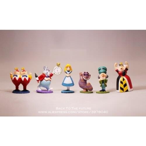 Disney Alice in Wonderland 6pcs/set 5cm Action Figure Model Anime Mini Decoration PVC Collection Figurine Toy model for children