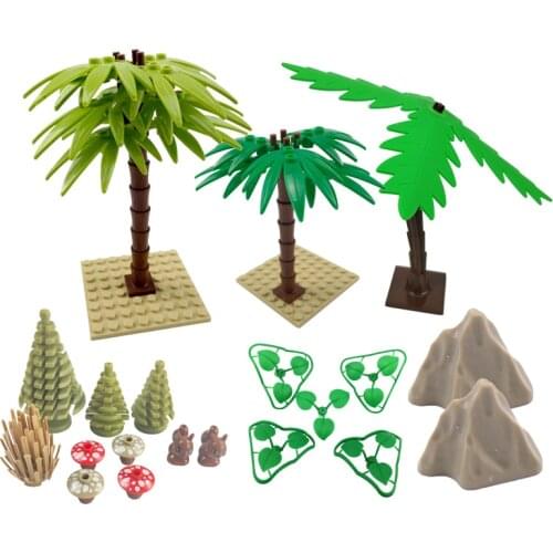 City Accessories Leaf Grass Kids Gifts Fake Mountain Flower Pine Plant Tree Toys For Children Bamboo Cities Building Blocks