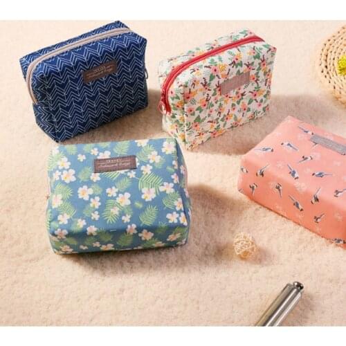 Travel Cotton Cloth Cosmetic Bag Zipper Toiletry Bag Makeup Kits Travel Storage Bag