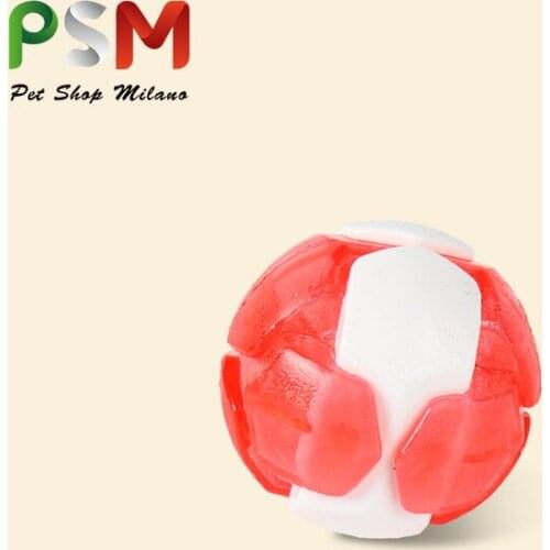 Pet dog toy with built-in bell elastic soft glue bite resistant pet throwing color training interactive toy ball