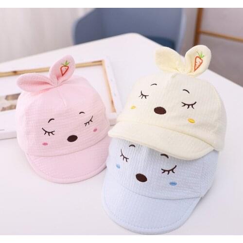 Lovely Cartoons Newborn Cap Bunny Sun Protection Windproof Spring And Autumn Solid Color Peaked Cap Simplicity Fashion Portable