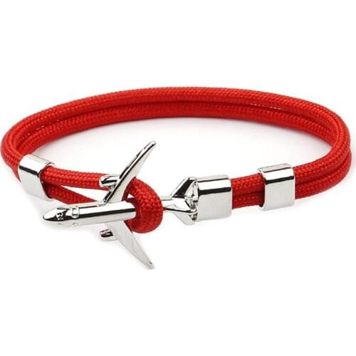 Classic Red Aircraft Bracelet Multilayer Rope Chain Bracelet For Boy Girl Women Men Navy Style Gift