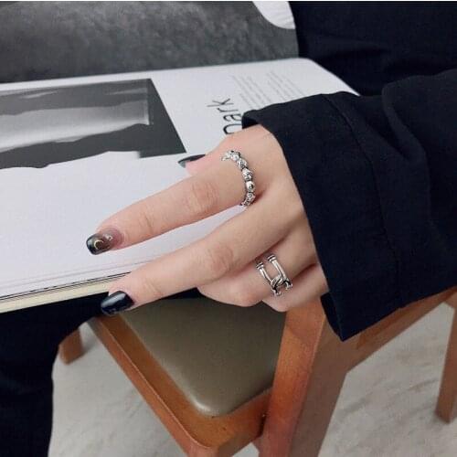 Kinel Sterling Silver 925 Ring Korea Jewelry Irregular punk Vintage Style Hot Sale Rings for Women