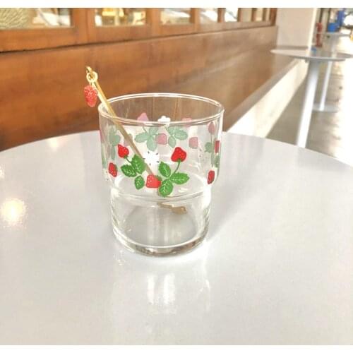 Mug Cup Coffee Mug Glass Glasses Drinkware Tazas Retro Small Strawberry Glass Milk Juice Cup Посуда кружка стаканы Verre посуда