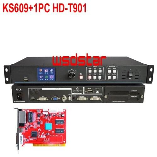 KS609+1PC HD-T901 LED Video Processor USB/DVI/VGA/CVBS/HDMI-compatible work HD-R508 HD-R512 HD-R500 LVP603 Novastar VS1 Hot Sal
