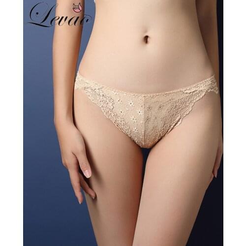 LEVAO Womens Transparent Low Waist Floral Underwear Panties Women Lace Soft Briefs Sexy Hollow Out Ladies Underpants Lingerie
