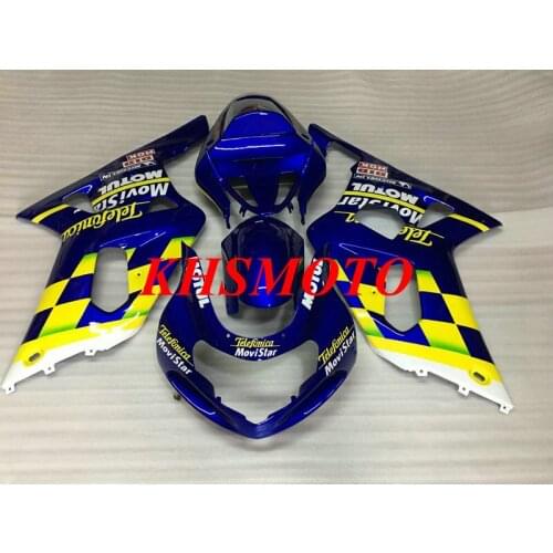 Motorcycle Fairing kit for GSXR600 750 01 02 03 GSXR 600 GSXR750 K1 2003 2001 2002 Blue yellow Fairings set+gifts SM61