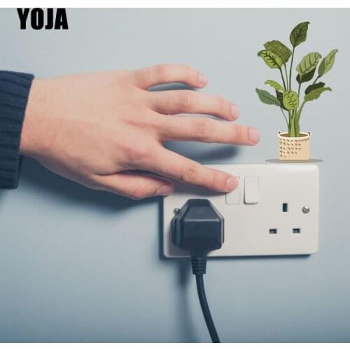 YOJA Pastoral Cute Green Leaves Flower PVC Switch Sticker Leisure Life Cartoon Style Wall Decal 15SS0180
