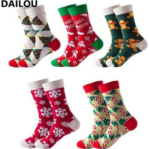 Original Christmas Women Socks Pancake Man Snowflake Tree Cotton Socks Men Winter Thermal Red Happy Socks Christmas Gift