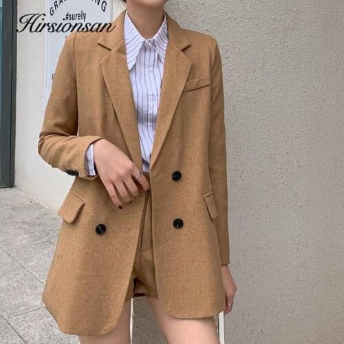 Hirsionsan New 2020 Fall Womens Suit Coat Casual Jacket Buttons Oversize Vintage Wild Tops Korean Elegant Outwears