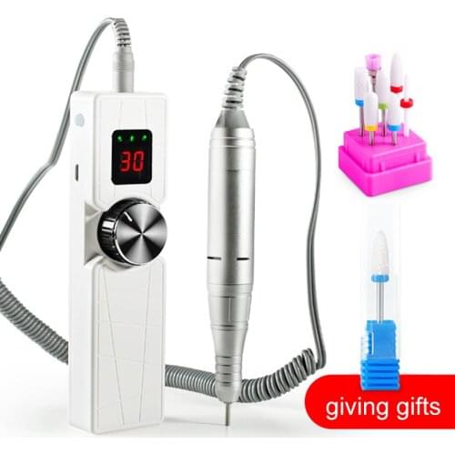30000RPM Portable Nail Drill Machine Professional Rechargeable Electric Efile Nail Drill for Manicure Pedicure Polishing Cuticle