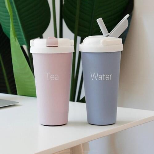 500ml portable thermos coffee cup with lid and seal ring, stainless steel vacuum thermos flask, on-board car water drink bottle