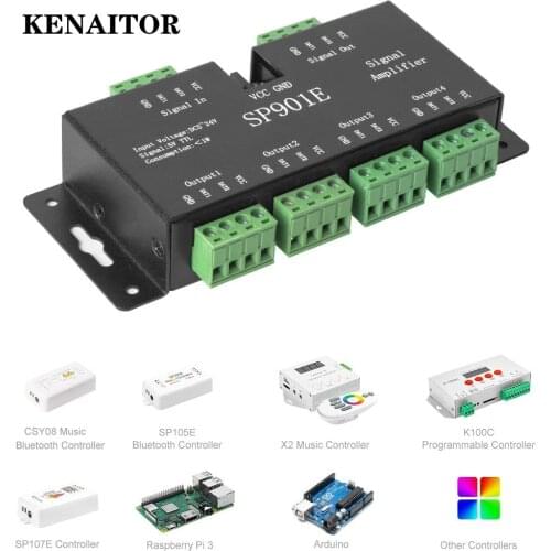 SP901E LED Pixel WS2812B WS2811 SPI Signal Amplifier Repeater for WS2813 SK6812 WS2815 WS2801 SK9822 etc All The RGB Addressable