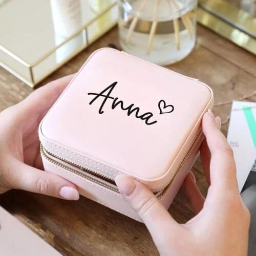 Custom Name Jewelry Box Bridesmaid Gift Jewellery Box Personalized Jewelry Box Bridesmaid Gifts Bride PU Leather Necklace Box